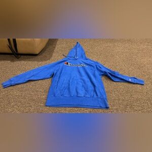 EUC! Champion Royal Blue Men's Hoodie Sz L LS pull over sweatshirt
